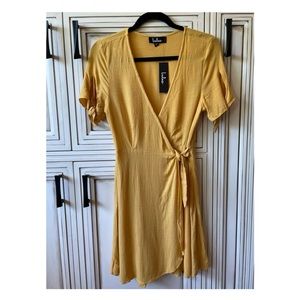 Lulus Golden Yellow Wrap Dress